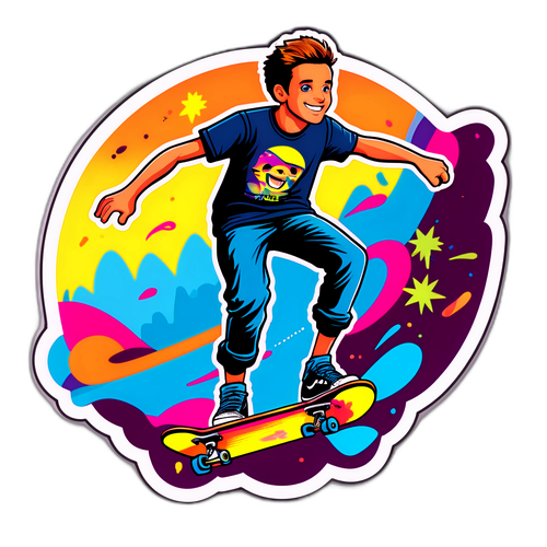 Playful Skateboard Adventure Sticker