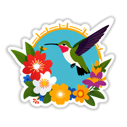 Colibríes y flores de celebración del Día del Trabajo