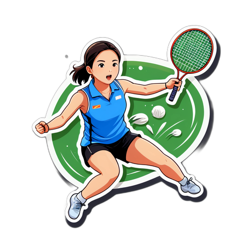안세영의 멋진 배드민턴 기술 스티커
