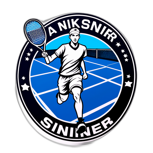 En stiliseret tennisbane med Jannik Sinners navn