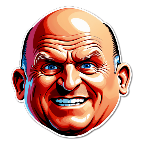 Energetic Cartoon Portrait of Steve Ballmer