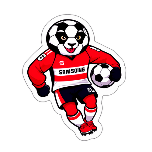 Radosny maskotka Samsunspor z piłką