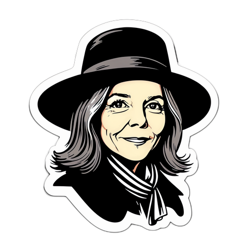 Silhuet af Diane Keatons ikoniske hat og tørklæde