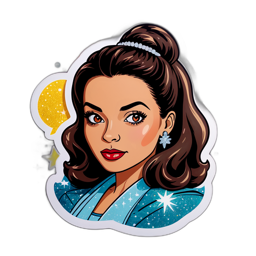 Adesivo Estilizado de Leandra Leal com Efeitos de Glitter