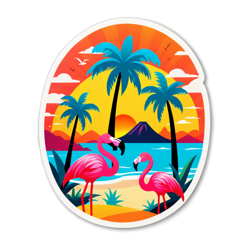 Escape to Paradise: Transform Your Everyday with Our Vibrant Tropical Beach Sticker!