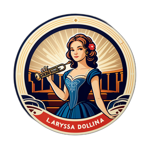 Вінтажна наклейка на честь класичної музики з Ларисою Доліною