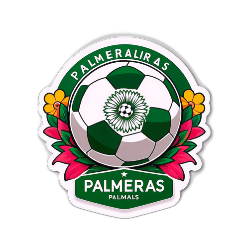 Футбольный мяч с цветами и надписью Palmeiras