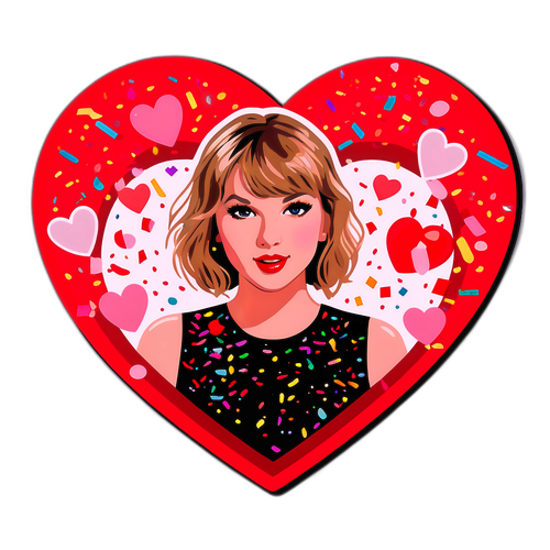 Taylor Swift színpadon szív alakú keretben