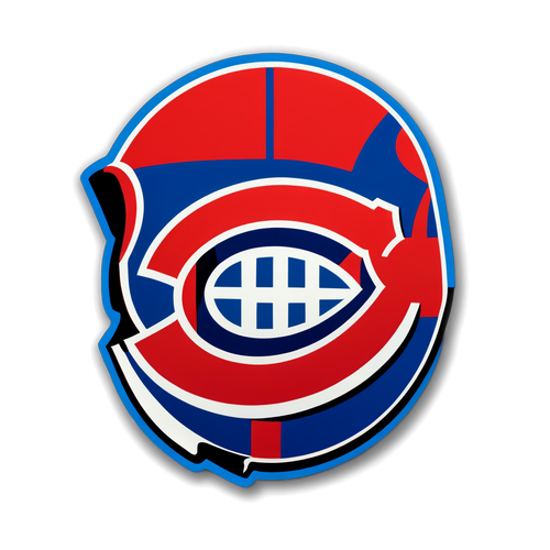 Autocollant du logo des Canadiens de Montréal avec des motifs de hockey et des couleurs vives