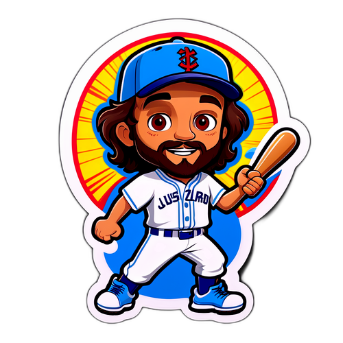 High-Energy Cartoon Sticker of Jesus Luzardo