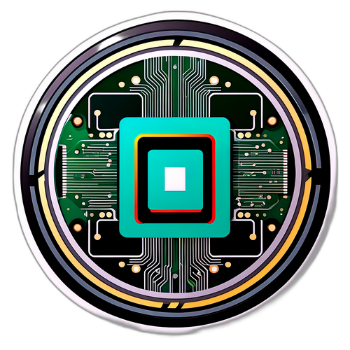 AMD標誌的科技風格貼紙設計