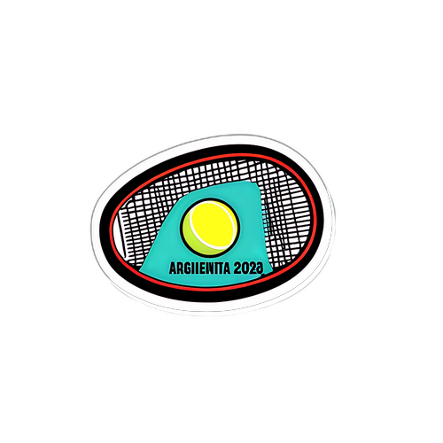 Ilustración minimalista de un raqueta de tenis y una pelota con el nombre 'Argentina Open 2026'
