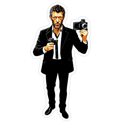 Sticker van Vincent Cassel met filmcamera