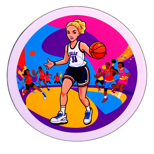 Sticker van Julie Vanloo op het basketbalveld