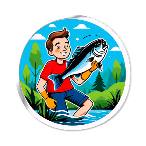 Gian van Veen beim Fangen eines großen Fisches