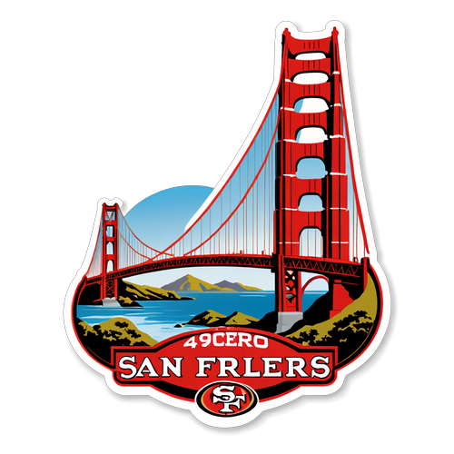 Touchdown in Style: Stunning Sticker of the 49ers' Logo with the Golden Gate Bridge!