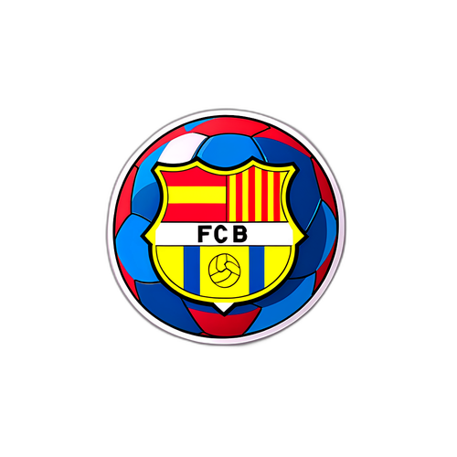 바르셀로나의 카탈루냐 국기가 배경인 축구공 디자인