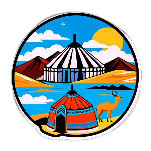 Tradisjonell kasakhisk yurt og nomadisk landskap