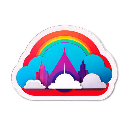 오라클 로고와 클라우드 서비스 상징의 다채로운 스티커