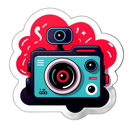 Een sticker die het thema van een YouTube-review vastlegt met een speelse afbeelding van een videorecorder en de tekst 'Recap!'