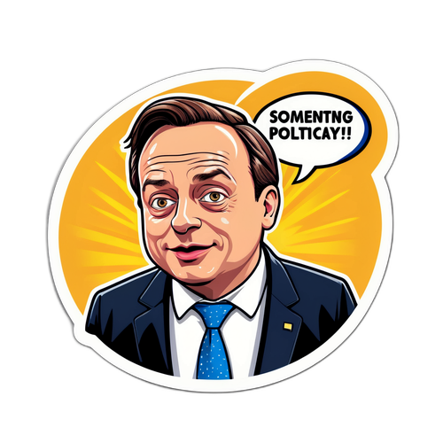 Sticker van Bart De Wever met grappige tekst
