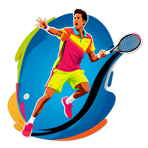 Action Aufkleber von Hugo Dellien im Tennis-Match