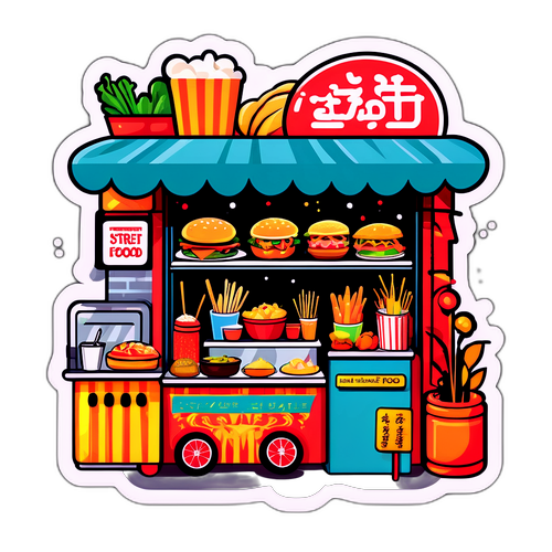 街头美食文化贴纸