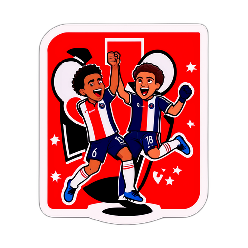 สติกเกอร์แสดงความตื่นเต้นจากการแข่งขันระหว่าง Athletic Club และ PSG