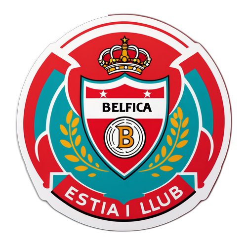 Autocolant cu emblema clubului Benfica și ilustrarea stadionului Estádio da Luz