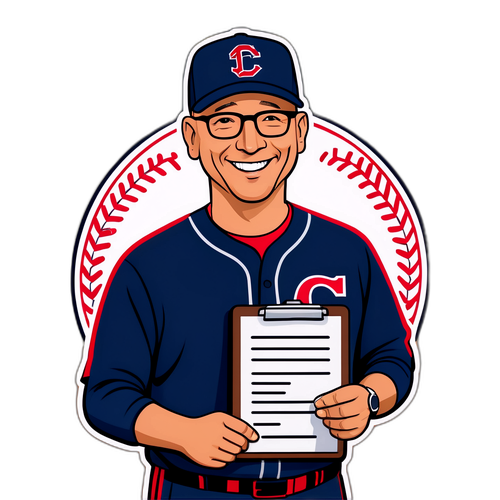 Cute Cartoon of Terry Francona as a Baseball Manager