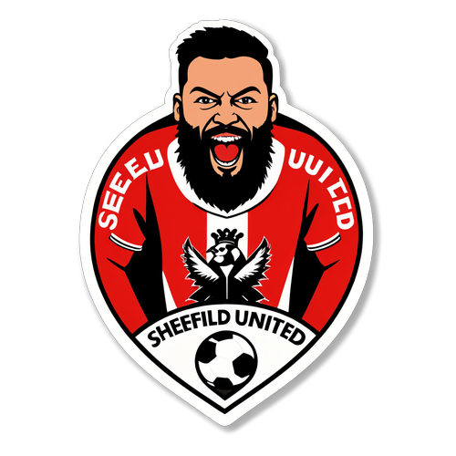 Sticker Sheffield United với biểu tượng áo đấu và khẩu hiệu cổ vũ