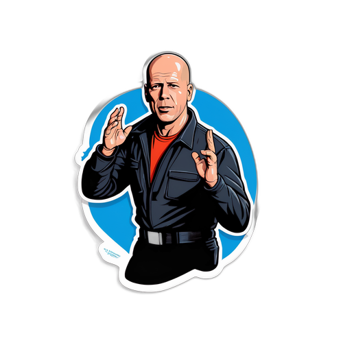 Sticker de Bruce Willis en una pose icónica
