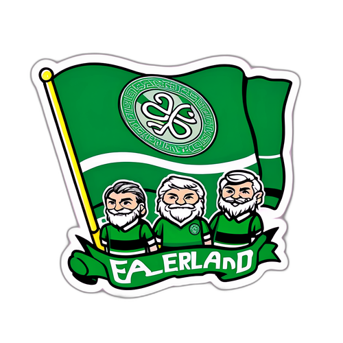 สติ๊กเกอร์แฟนเซลติกถือธงทีมด้วยความภาคภูมิใจ