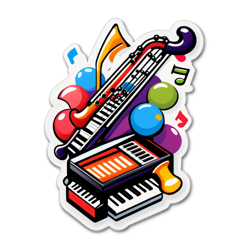 Feestelijke Muziek Sticker: Vier de Klanken van Geluk!