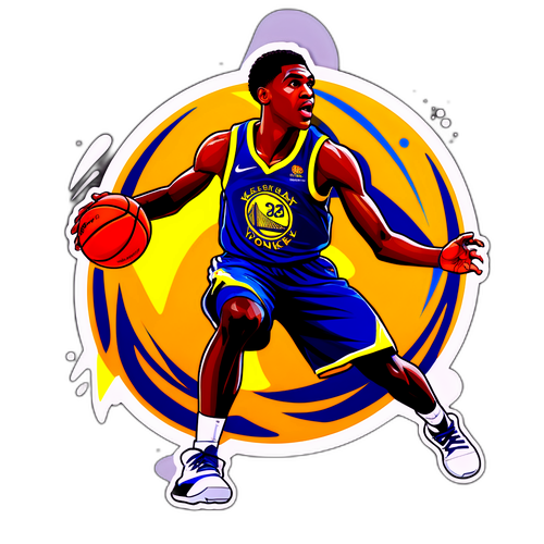 Adesivo de Kevon Looney em Ação no Basquete