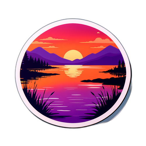 Adesivo Sereno del Tramonto sul Lago Calmo