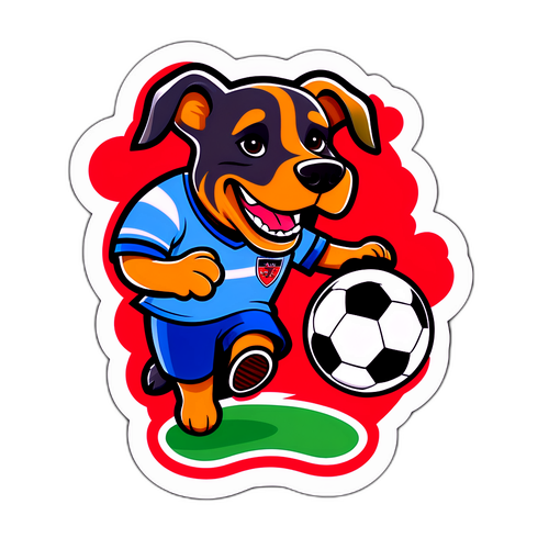 Friendly Dog Playing Soccer Sticker