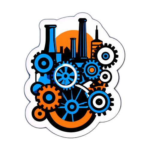 Industriell tematisk klistremerke med maskindeler