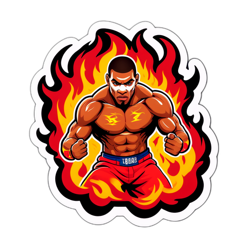 Autocollant d'Edson Barboza avec effet de feu