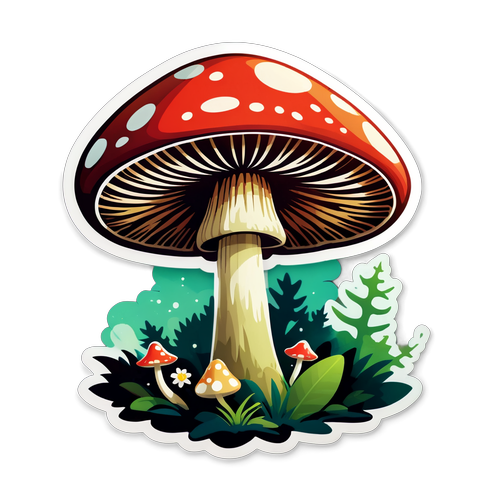 神秘蘑菇綻放在魔法森林
