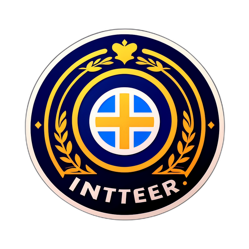 Логотип Інтера, обрамлений стилізованими елементами моди та сучасності