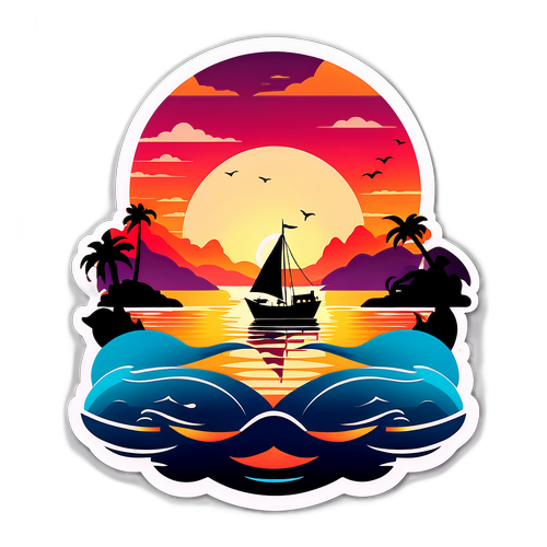 Fantasia: Kadonnut vene purjehtii rauhallisella merellä auringonlaskussa