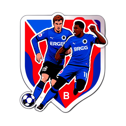 Ein dynamischer Aufkleber für ein wichtiges Spiel zwischen FC Brugge und Rangers