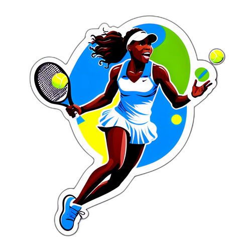 Design creativ al unei rachete de tenis cu Venus Williams în acțiune