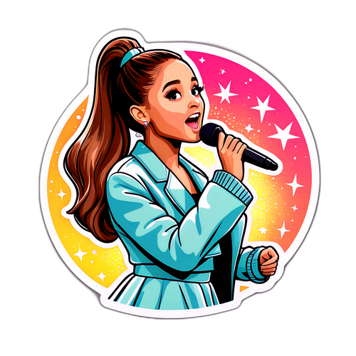 Sticker av Ariana Grande som sjunger på scenen