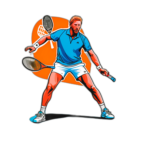 Σκίτσο του Μπόρις Μπέκερ με το ρακέτα του