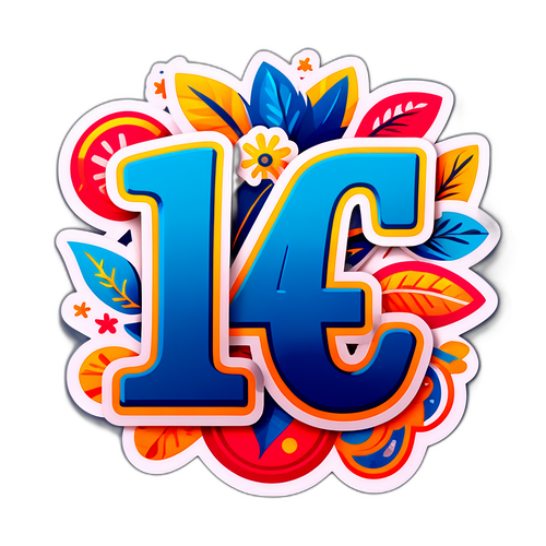 סטיקר של המספר '14' עם סמלים חדשותיים