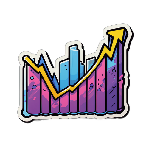 株価の変動グラフにグラフィティを融合したアートスタイルデザイン