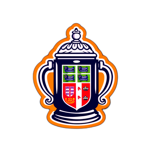 สติ๊กเกอร์ที่มีสัญลักษณ์ฟุตบอล FA Cup พร้อมคำว่า 'ผลการแข่งขัน FA Cup'