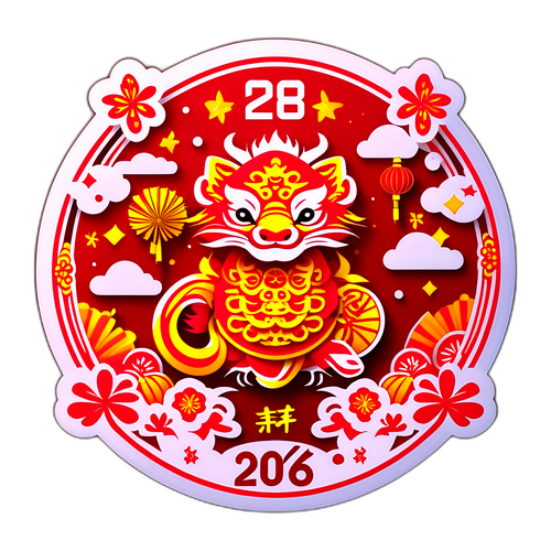 Стилізований дизайн, присвячений святкуванню Китайського Нового року 2026